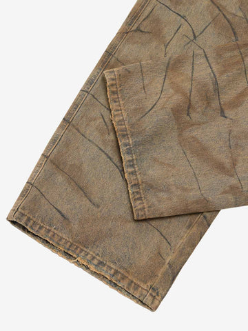Vintage Washed Distressed Copper-Dyed Jeans 