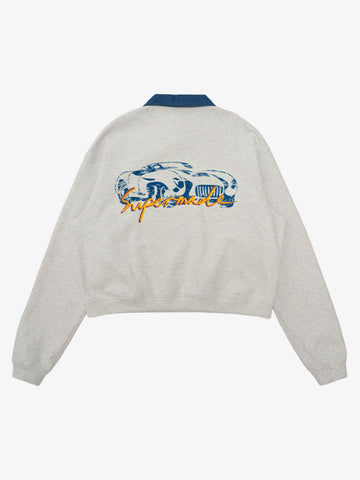 Original Denim Lapel Patchwork Sweatshirt 