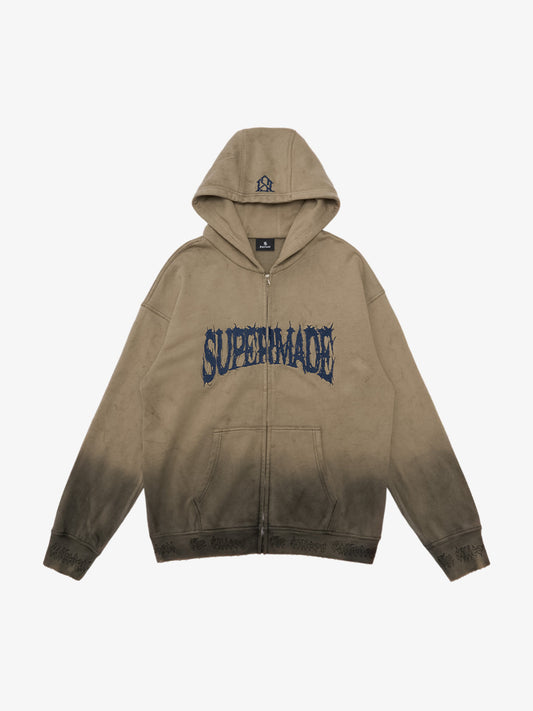 SUPERMADE Thorn Embroidery Zip Hoodie 