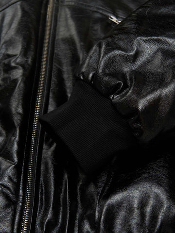 Multi-Zip Fur Hooded Leather Jacket 