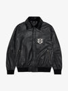 SUPM Fur Collar Rhinestone Pattern Leather Jacket - 2557 