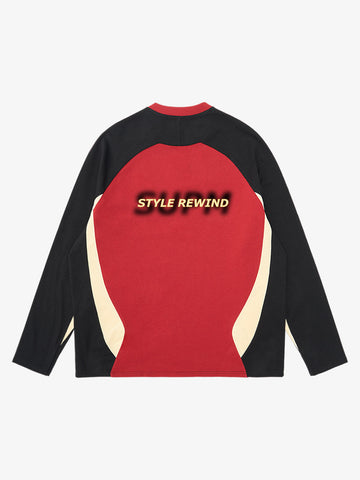 Original Retro Contrast Color Long-Sleeved T-Shirt 