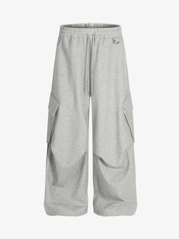 Wrinkled Detail Multi-Pocket Cargo Sweatpants 