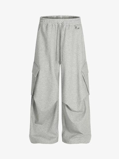 Wrinkled Detail Multi-Pocket Cargo Sweatpants 