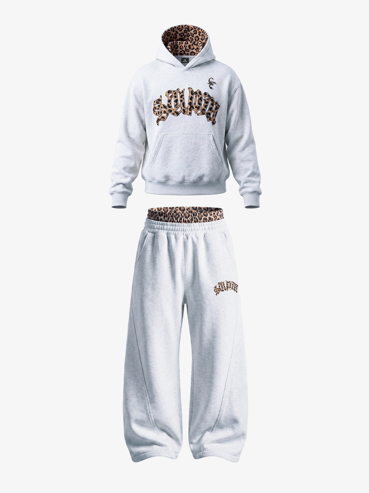 Leopard Patchwork Hoodie & Trousers Set