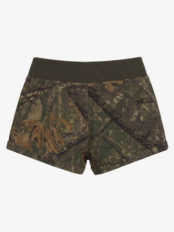 Camo Corduroy Wide-Leg Trousers – Elastic Waist Button Closure Pants