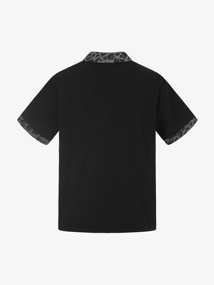 Rock Grunge Aesthetic Leopard Patchwork Polo Shirt