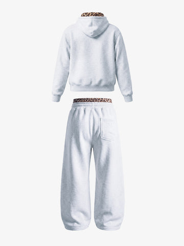 Leopard Patchwork Hoodie & Trousers Set