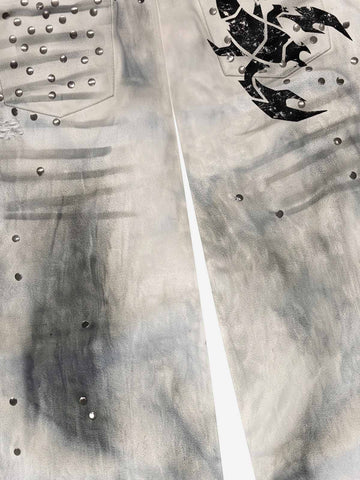 Scorpion Studded Acid Wash Jeans