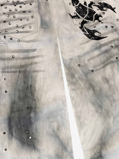 Scorpion Studded Acid Wash Jeans