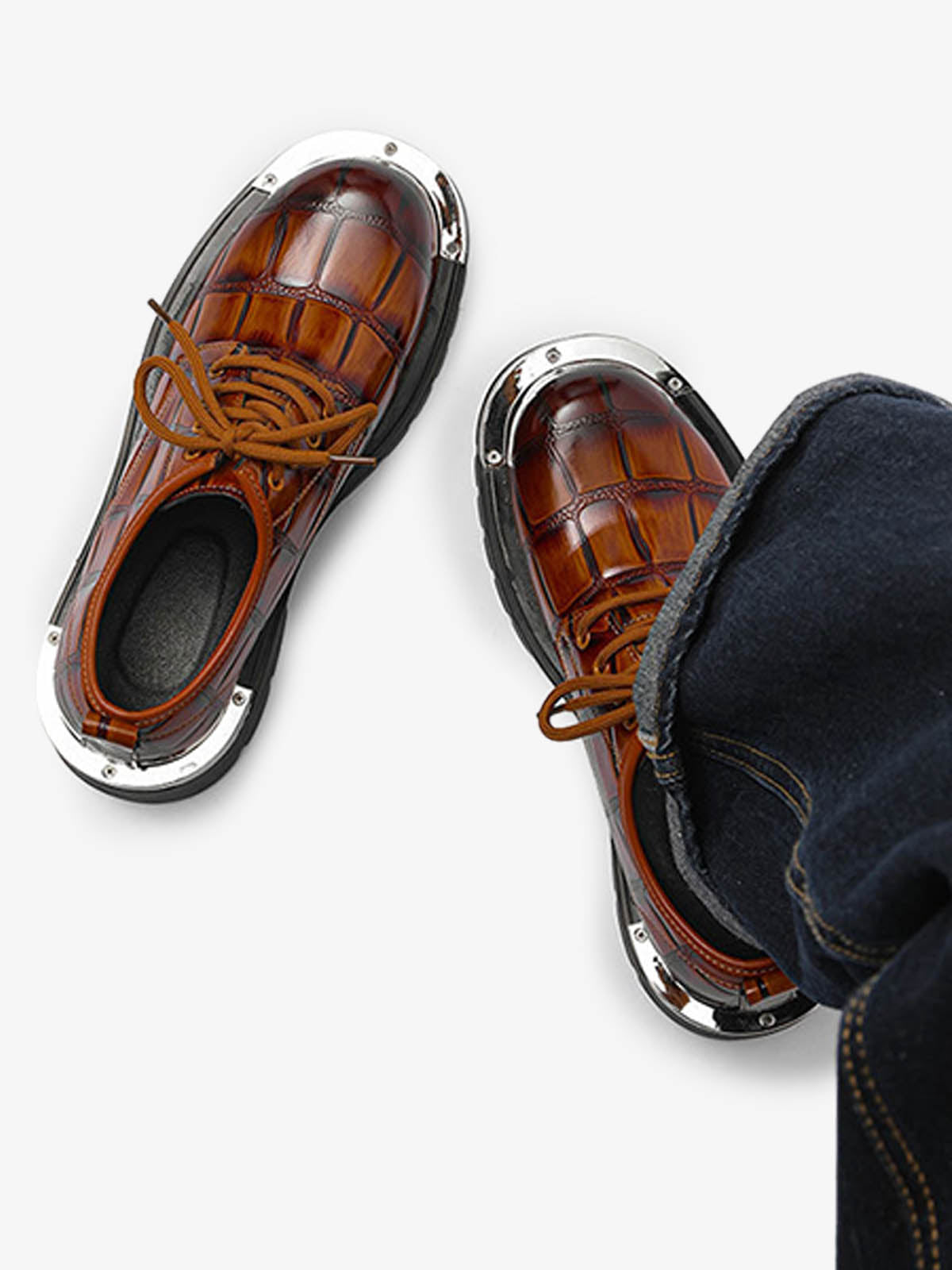 Crocodile-Embossed Derby Shoes