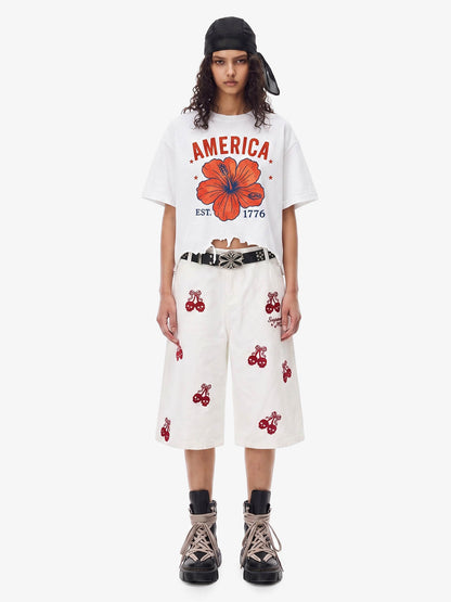 Acid Wash Ripped Floral T-Shirt