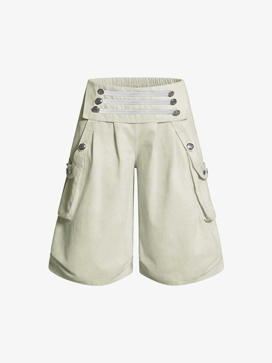 Military Cargo Wide-Leg Shorts