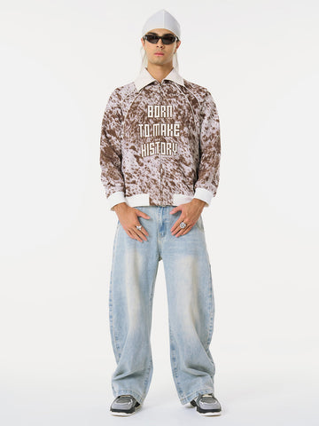 Retro Statement Snow Leopard Fleece Jacket 