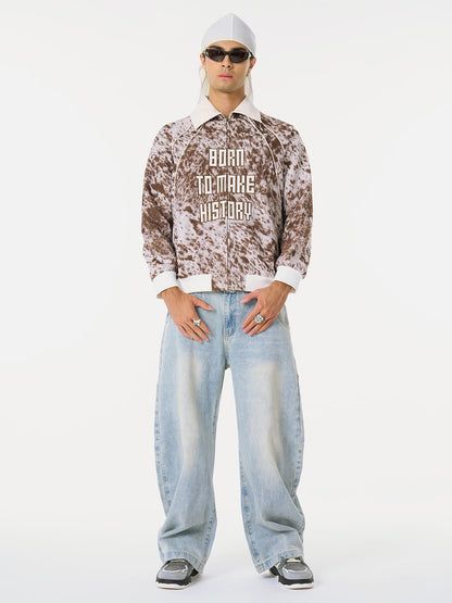 Retro Statement Snow Leopard Fleece Jacket 