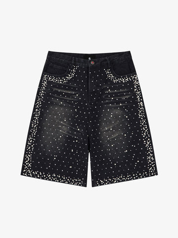 Pearl Embroidered Denim Shorts