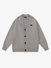 Layered Double V-Neck Ribbed Knit Cardigan 