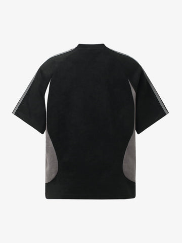 Cotton Blend Oversized Sport T-Shirt with Contrast Panels and Logo Print 