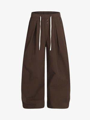 Drawstring Pleated Barrel Pants 