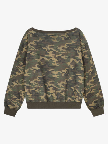 Camo Print '1998' Off-Shoulder Sweatshirt