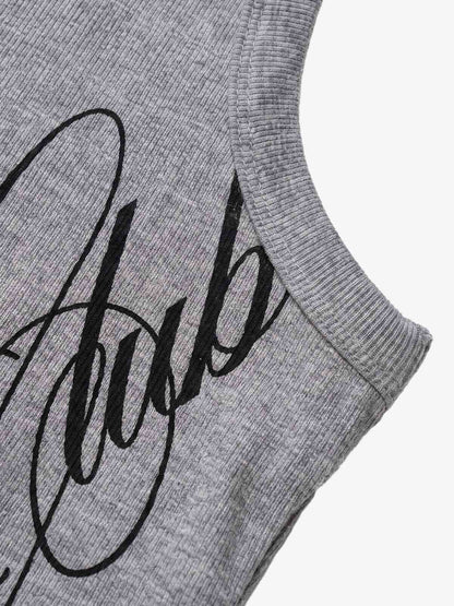 Floral Letter Print Sleeveless Vest