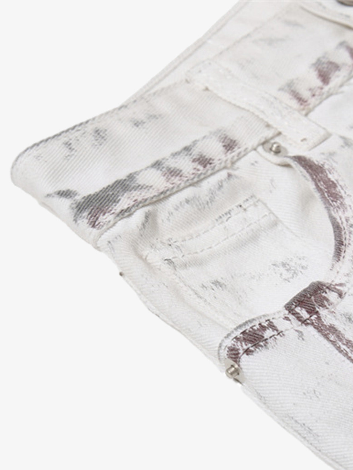 Cyber-Grunge Distressed Tinted Curved Jeans