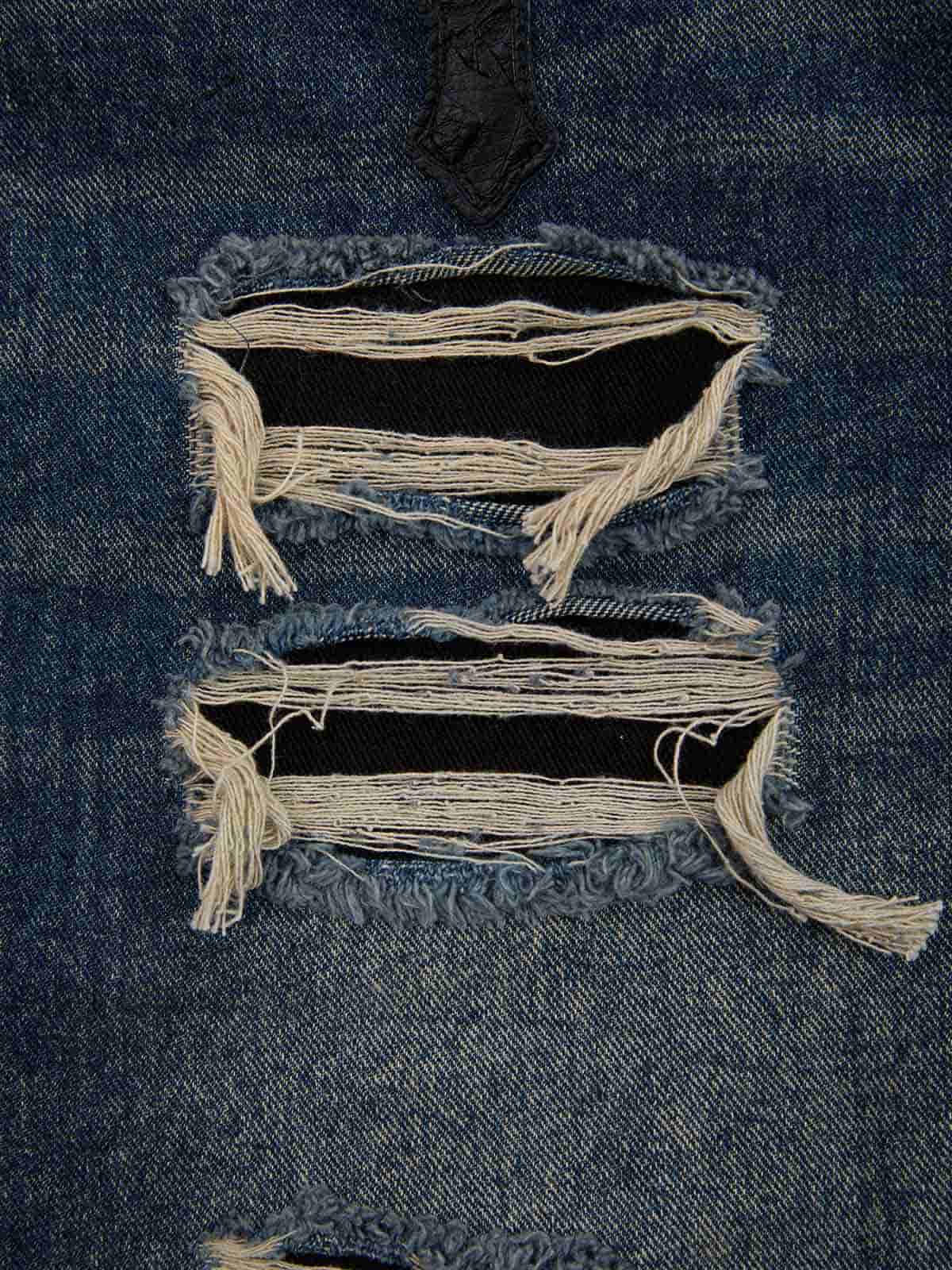 Distressed Cross Patchwork Washed Baggy Jeans 