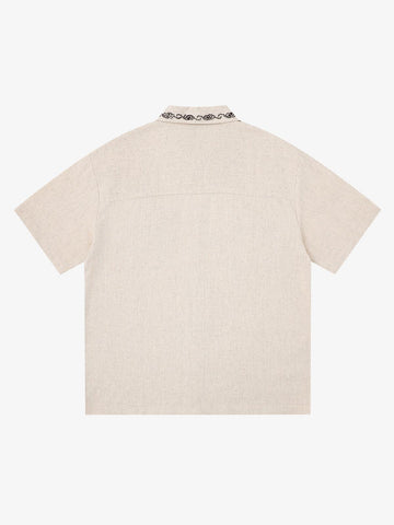 Retro Beaded Detail Short Sleeve Shirt
