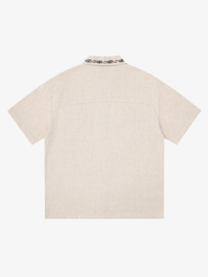 Retro Beaded Detail Short Sleeve Shirt