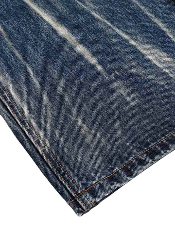 Tie Dyed Wrinkled Effect Straight Jeans 