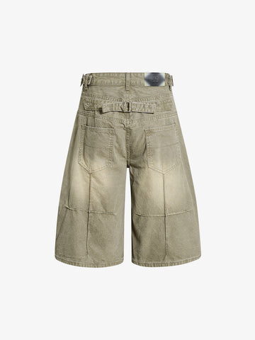 Distressed Washed Multi-Button Jeans