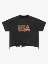 Ripped USA Flag Casual T-Shirt