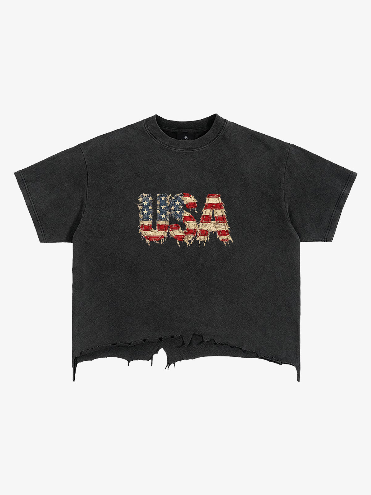 Ripped USA Flag Casual T-Shirt