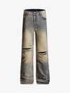 Vintage Distressed Ripped Wide Leg Jeans 