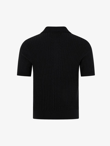 Vintage Cable Knit Polo Shirt 
