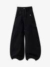 Curved-Hem Baggy Cargo Pants 