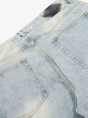 Denim Washed Distressed Barrel Jeans - 2511 