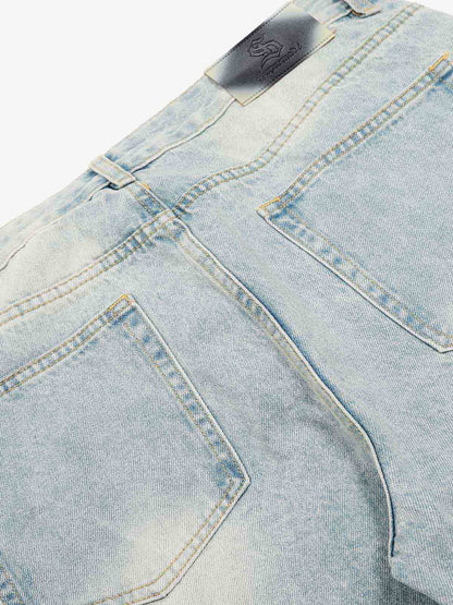 Denim Washed Distressed Barrel Jeans - 2511 