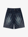 Rhinestone Wave Denim Bermuda Shorts
