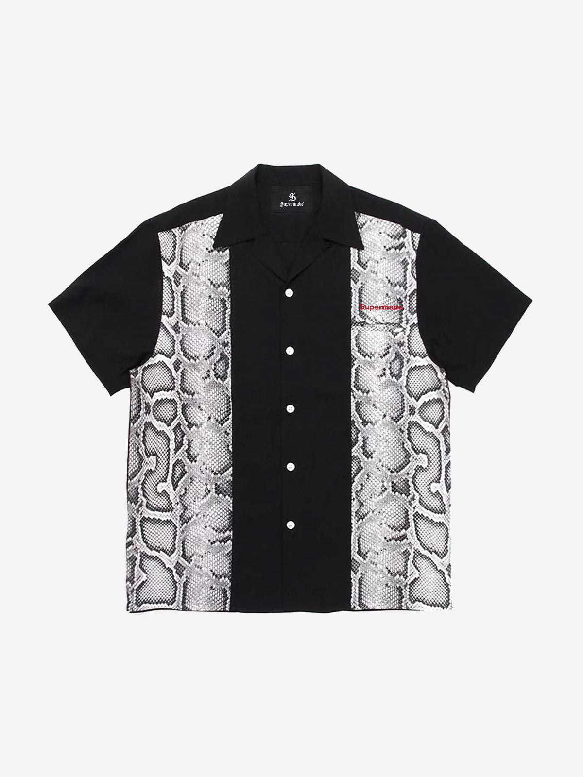 Snakeskin Patchwork Button-Up Shirt