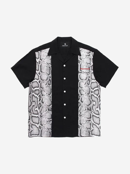 Snakeskin Patchwork Button-Up Shirt