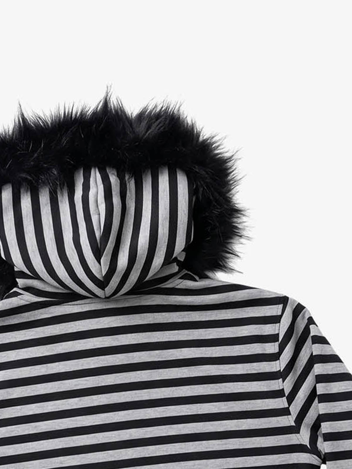 Striped Faux Fur Hoodie