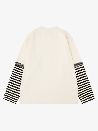 Striped Dark Graphic Long Sleeve Tee
