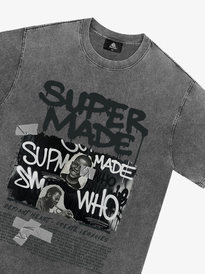 Streetwear Graffiti Character Collage Graphic T-Shirt 