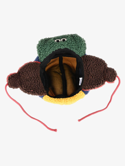 Block Faux Sherpa Frog Ear Flap Hat 