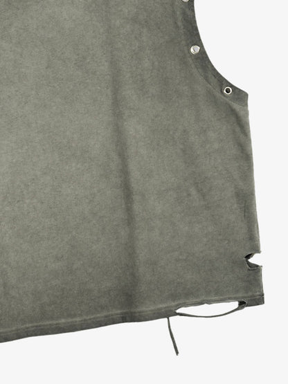 Man in the Mirror Graphic Studded Distressed Vest