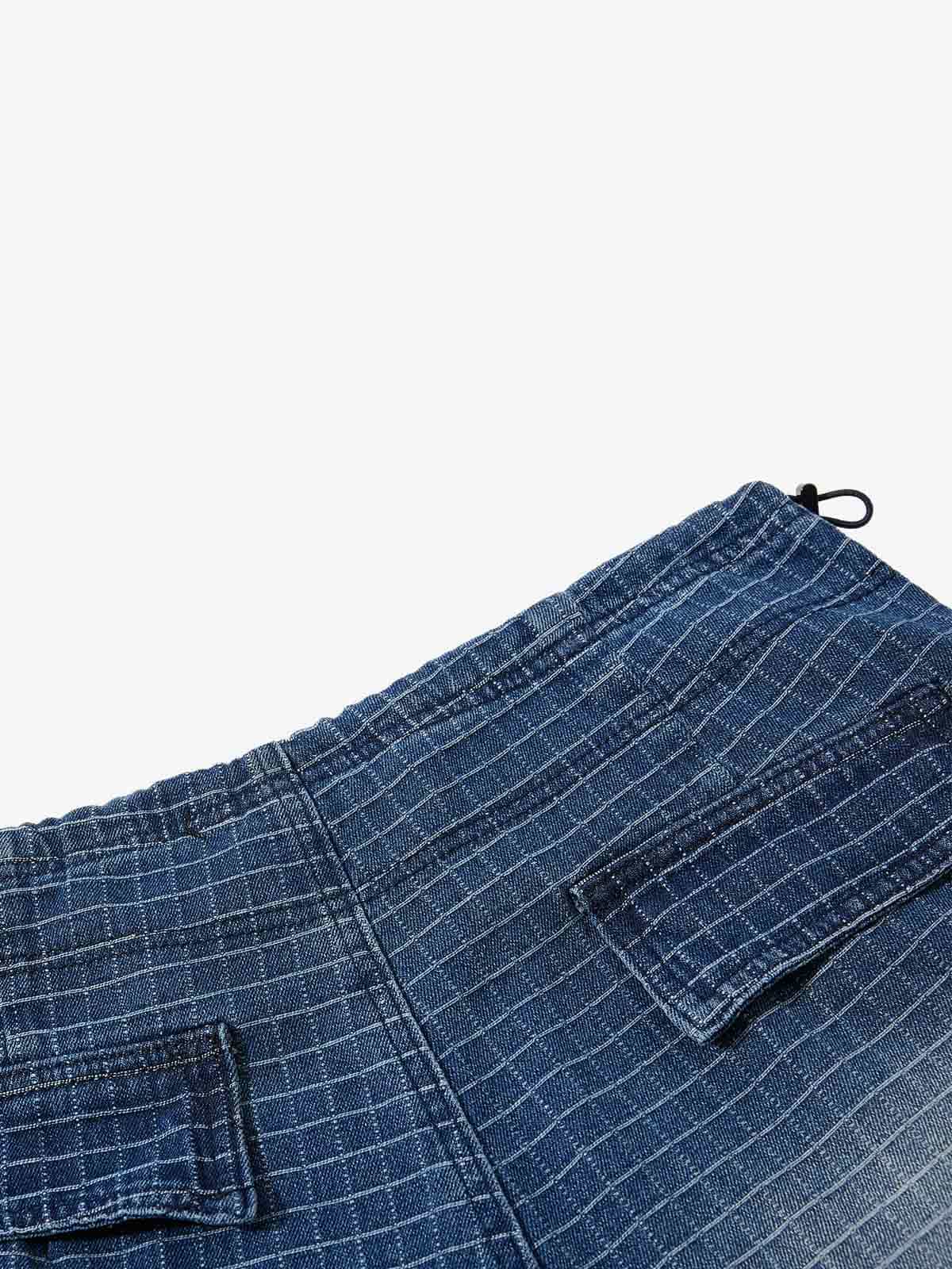 Grid Print Cotton-Linen Drawstring Shorts – Relaxed Fit Casual Streetwear