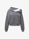 Off-Shoulder Layered Zip-Up Cropped Hoodie