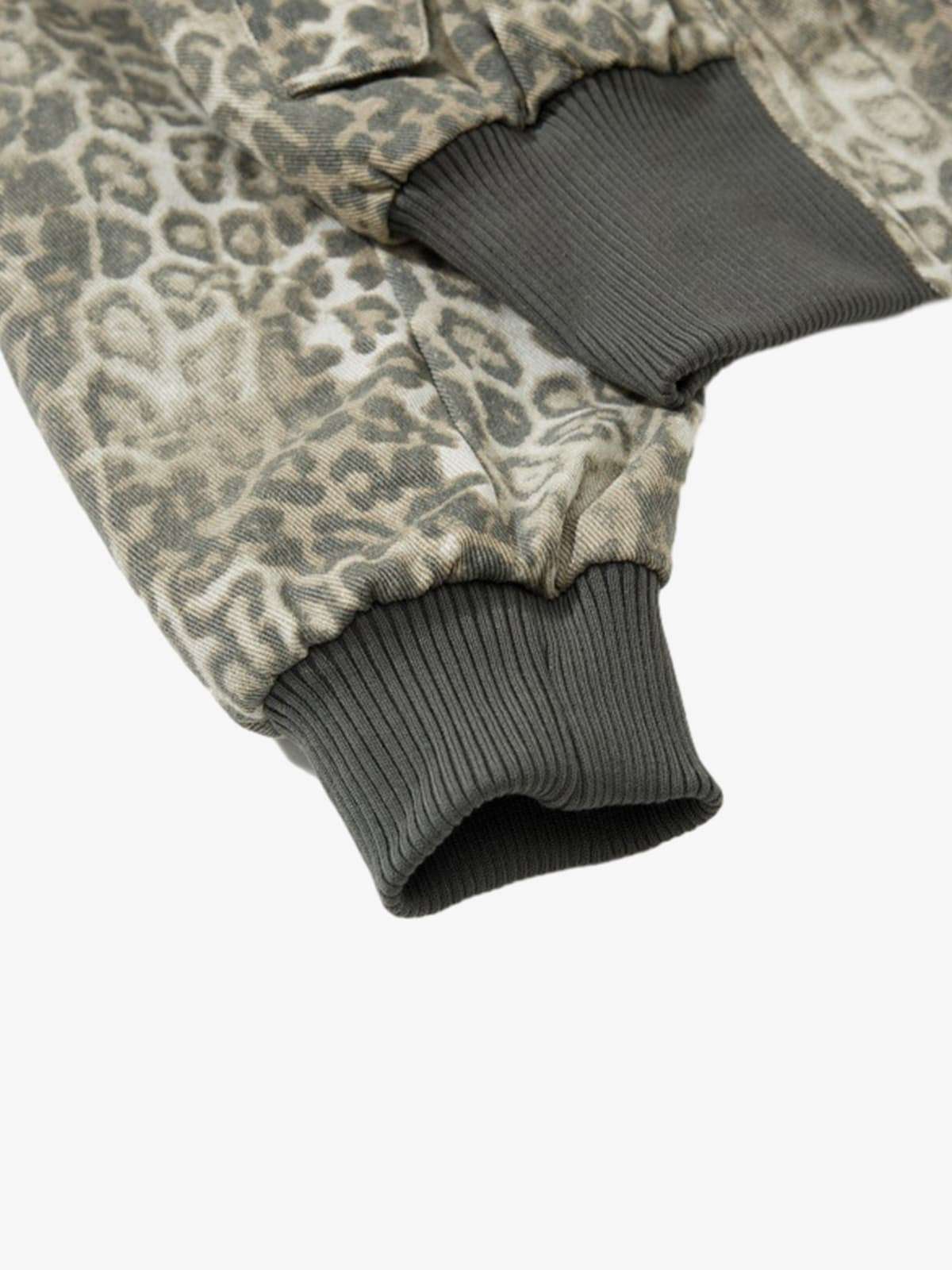Vintage Leopard Print Bomber Jacket - 2540 