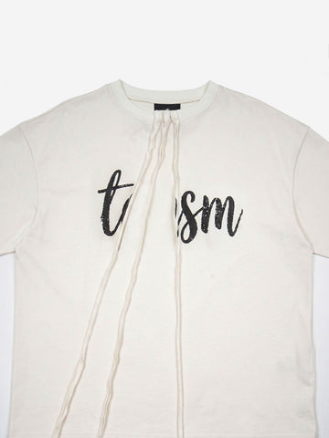 Minimalist Letter Print Asymmetric Panel T-Shirt
